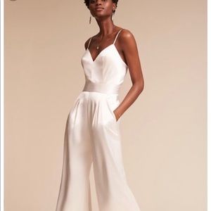 Catherine Deane BHLDN ivory silk wide leg jumpsuit